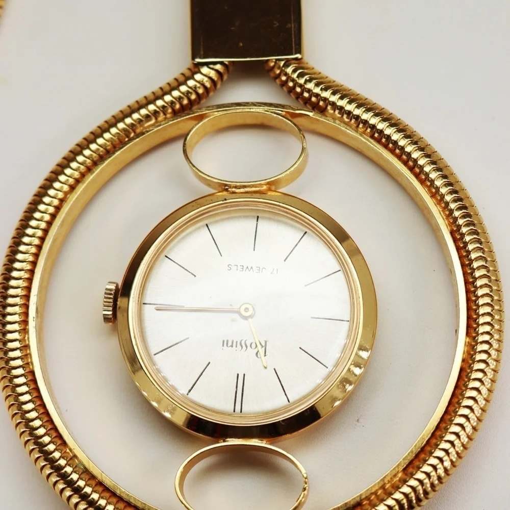 Vintage 1970s Rossini 17 Jewels Timepiece Necklace
